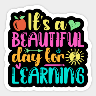 It's Beautiful Day For Learning Retro Teacher Students Women Sticker